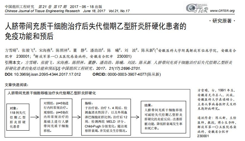 王福生院士：脐带间充质干细胞显著改善失代偿性肝硬化的肝功能，提高长期生存率(图8)
